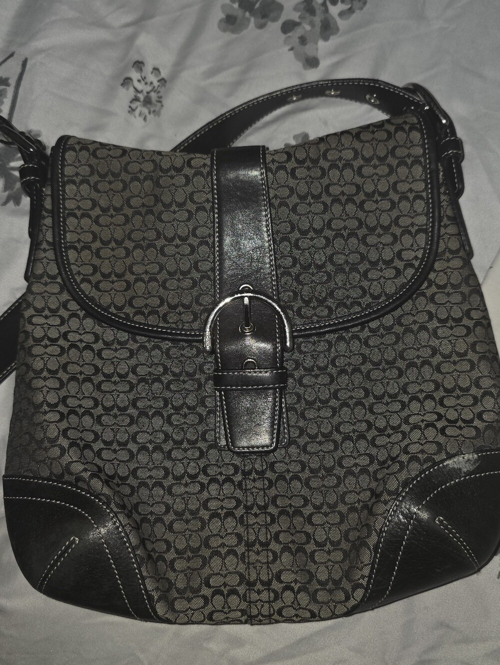 Classic Signature Logo Crossbody Bag in Gray and Black